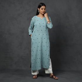 Organic Kala Cotton Handloom Mirror Work Long Kurta for Women