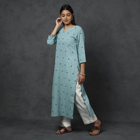 Organic Kala Cotton Handloom Mirror Work Long Kurta for Women