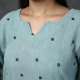 Organic Kala Cotton Handloom Mirror Work Long Kurta for Women