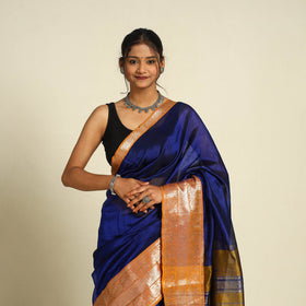 Shop Original Blue Handloom Silk Cotton Mangalagiri Saree