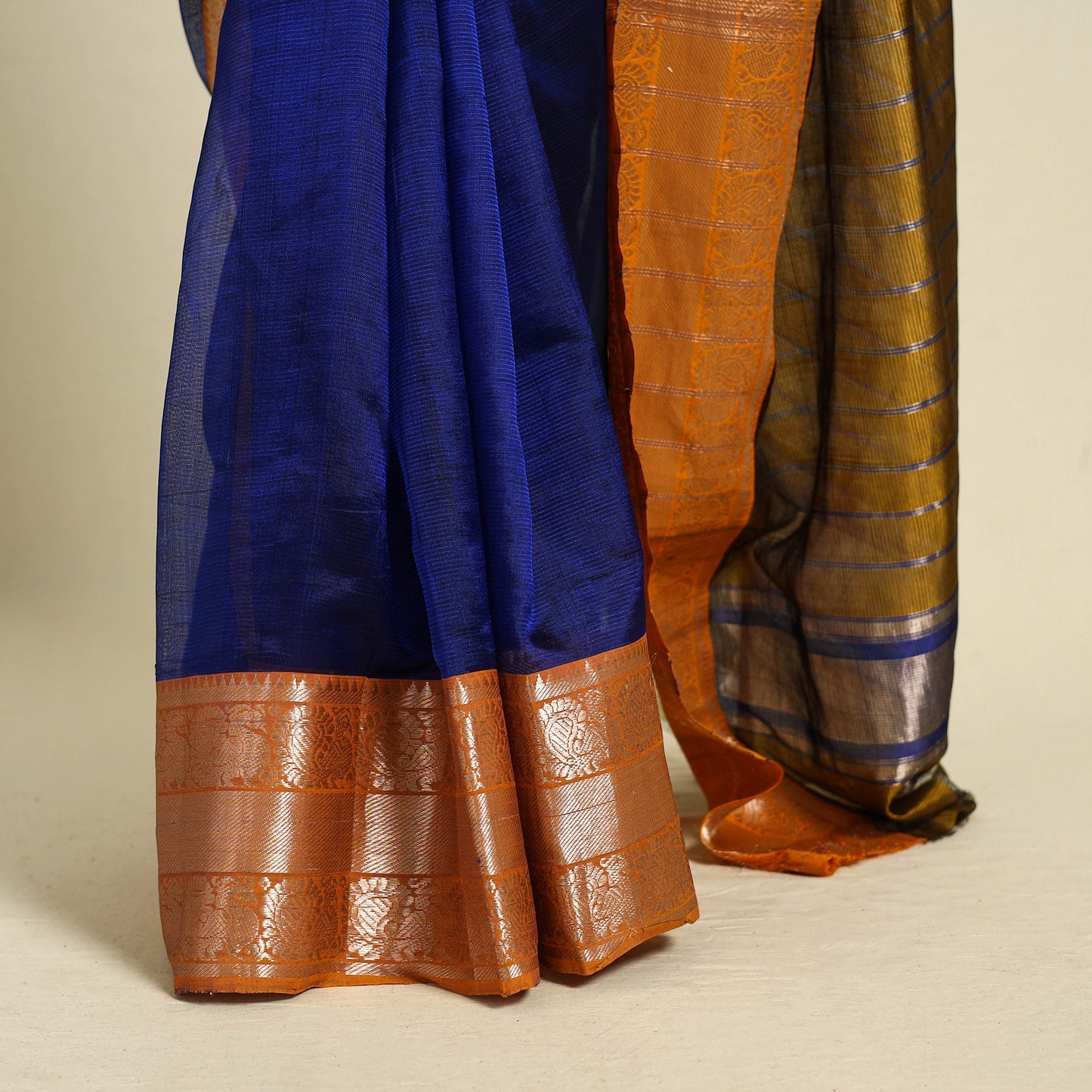 Shop Original Blue Handloom Silk Cotton Mangalagiri Saree