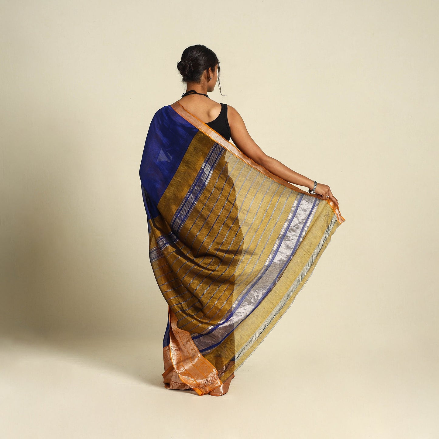 Shop Original Blue Handloom Silk Cotton Mangalagiri Saree