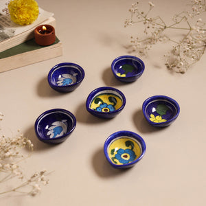 Blue - original pottery ceramic diyas (set of 6) 07