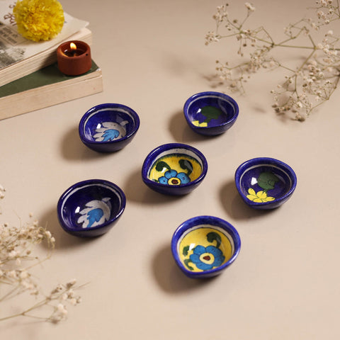 Blue - original pottery ceramic diyas (set of 6) 07