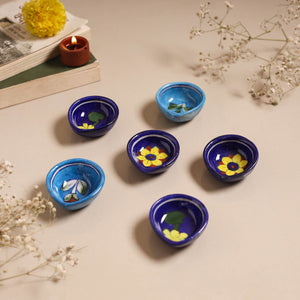 Blue - original pottery ceramic diyas (set of 6) 11