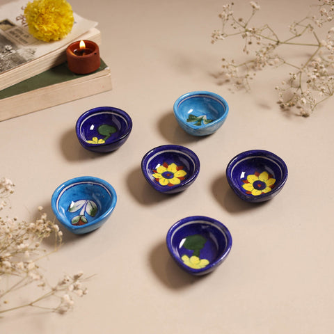 Blue - original pottery ceramic diyas (set of 6) 11