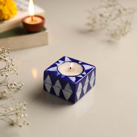  Original Blue Pottery Ceramic Tealight Candle Holder 