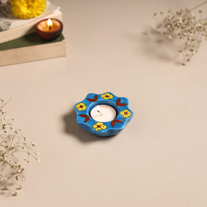Original Blue Pottery Ceramic Tealight Candle Holder