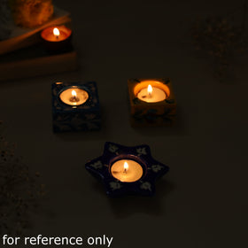 Original Blue Pottery Ceramic Tealight Candle Holder