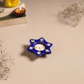 Original Blue Pottery Ceramic Tealight Candle Holder