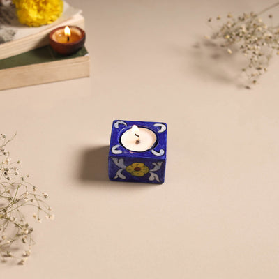 Original Blue Pottery Ceramic Tealight Candle Holder