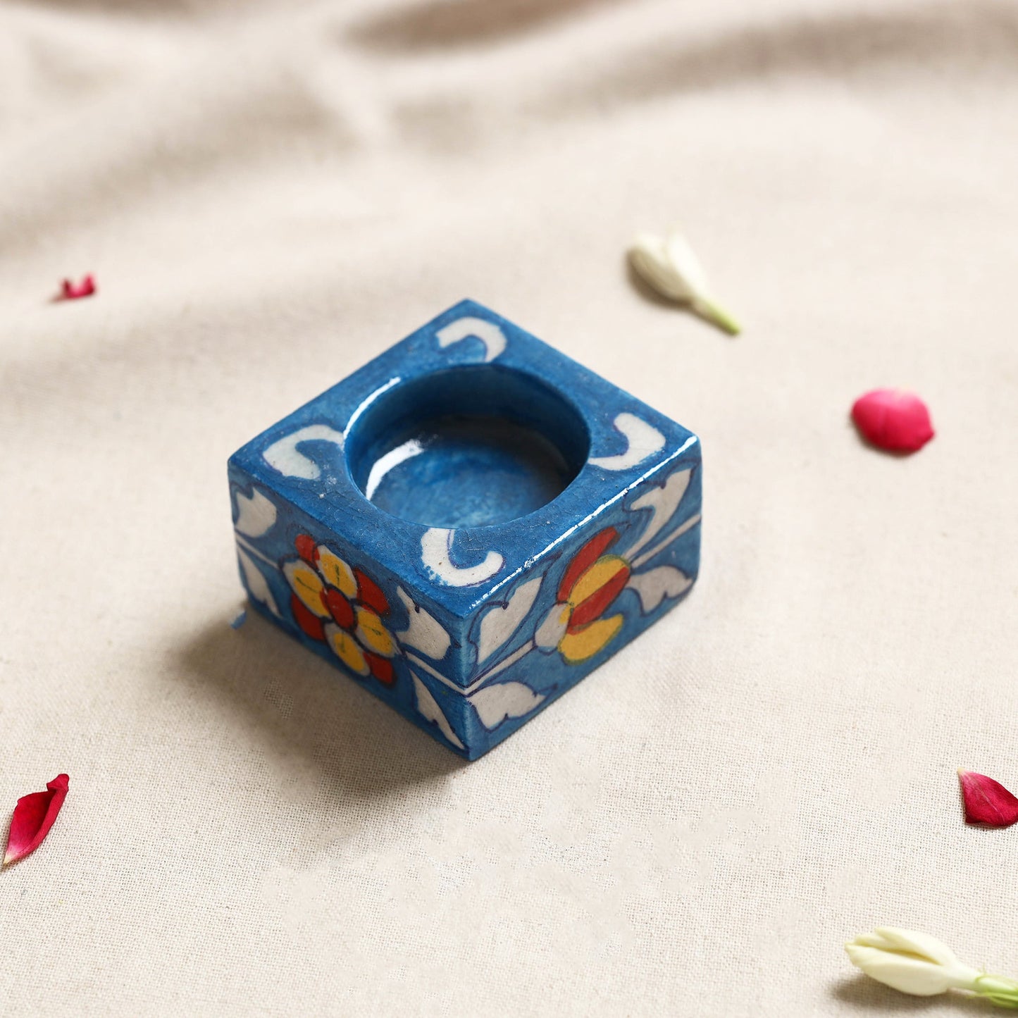  Blue Pottery Ceramic Candle Holder 