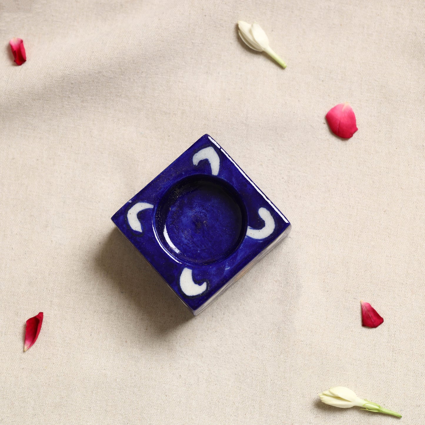  Blue Pottery Ceramic Candle Holder 