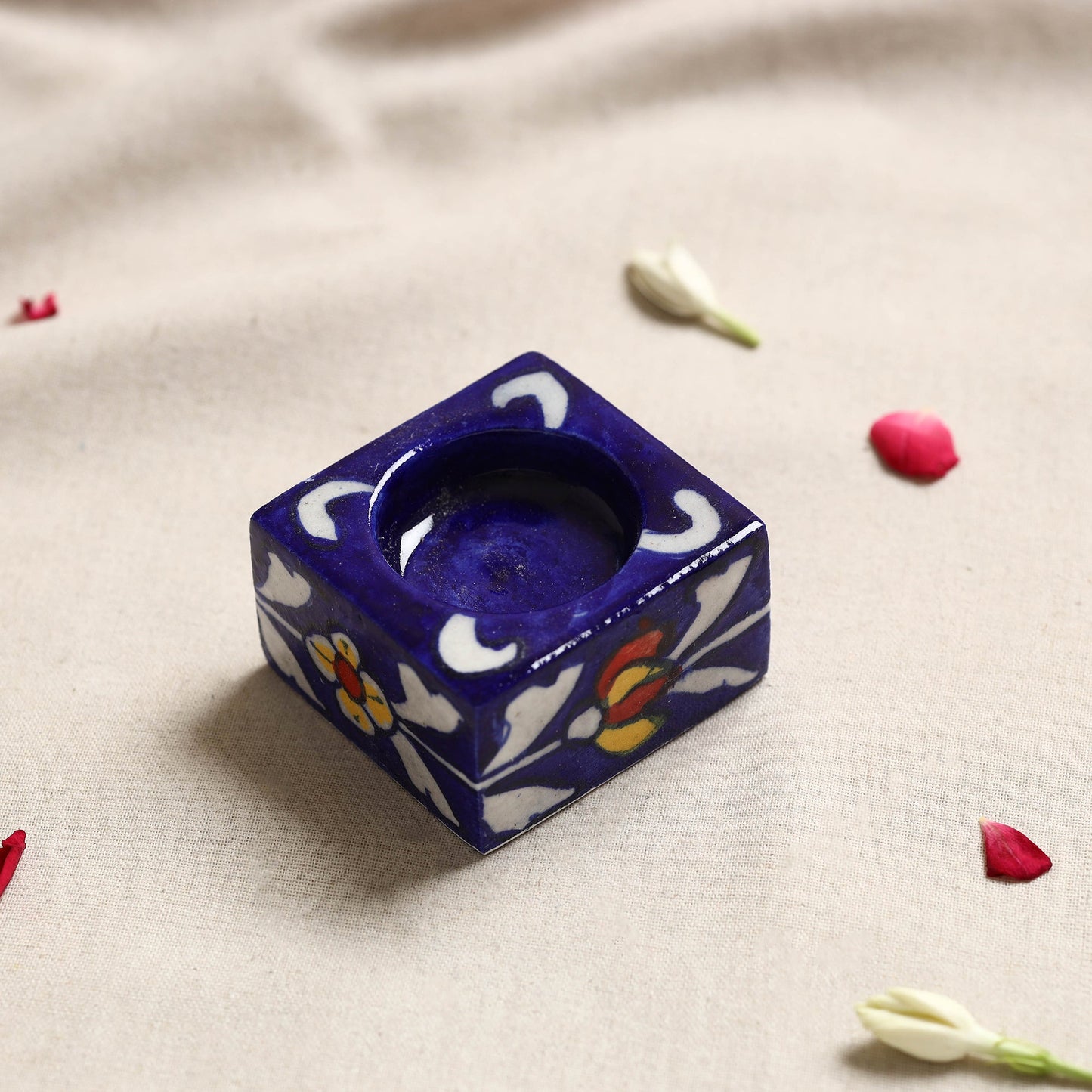  Blue Pottery Ceramic Candle Holder 