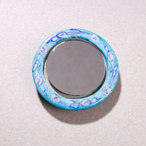  Original Blue Pottery Ceramic Tile Hand Mirror 