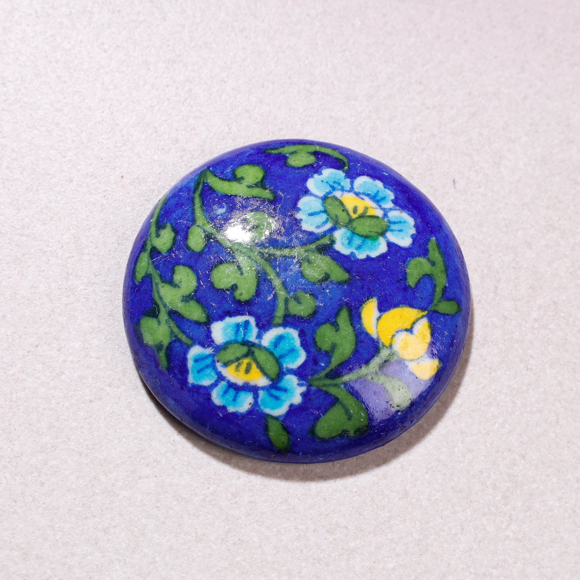 Blue Original Blue Pottery Ceramic Tile Hand Mirror