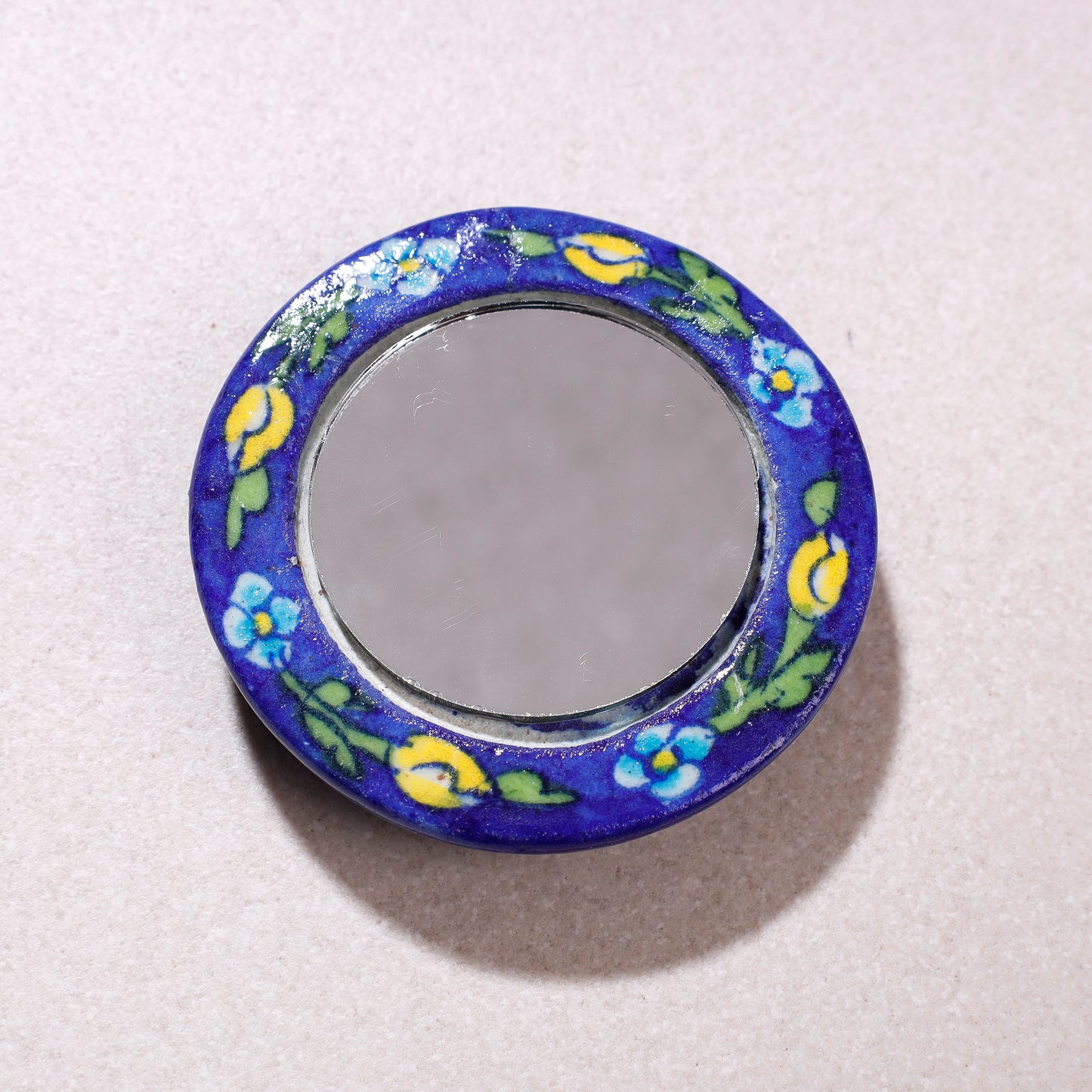 Blue Original Blue Pottery Ceramic Tile Hand Mirror