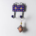  Original Blue Pottery Ceramic Tile Wall Hook Hanger (2 Peg) 
