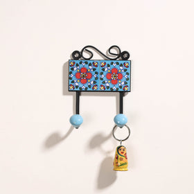  Original Blue Pottery Ceramic Tile Wall Hook Hanger 