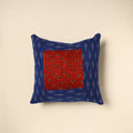 Blue - patch ikat cushion cover 02 - handcrafted