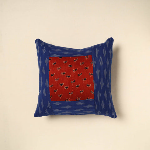 Blue - patch ikat cushion cover 02 - handcrafted
