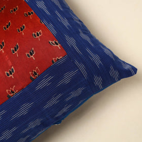 Blue - patch ikat cushion cover 02 - handcrafted