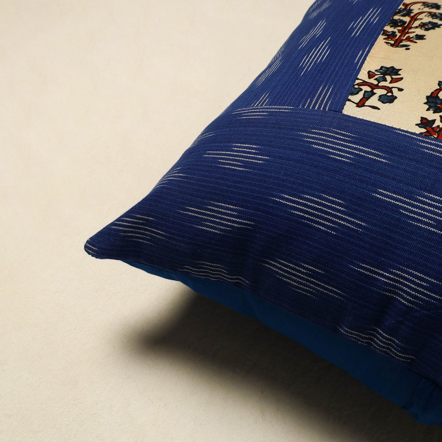 Blue - patch ikat cushion cover 03 - handcrafted