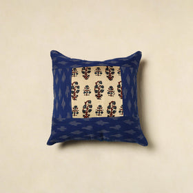 Blue - patch ikat cushion cover 03 - handcrafted