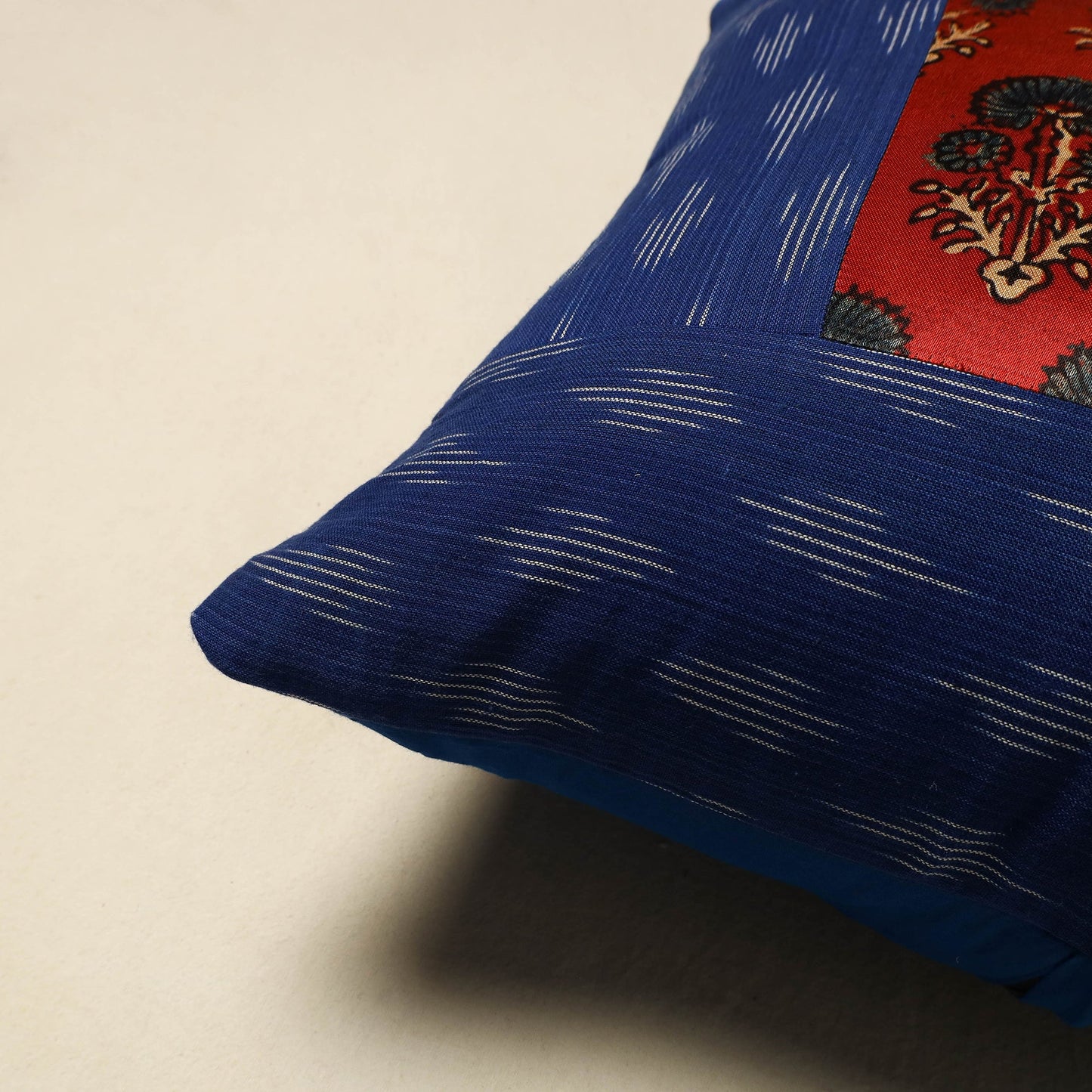 Buy Ajrakh Patch Ikat Cushion Cover