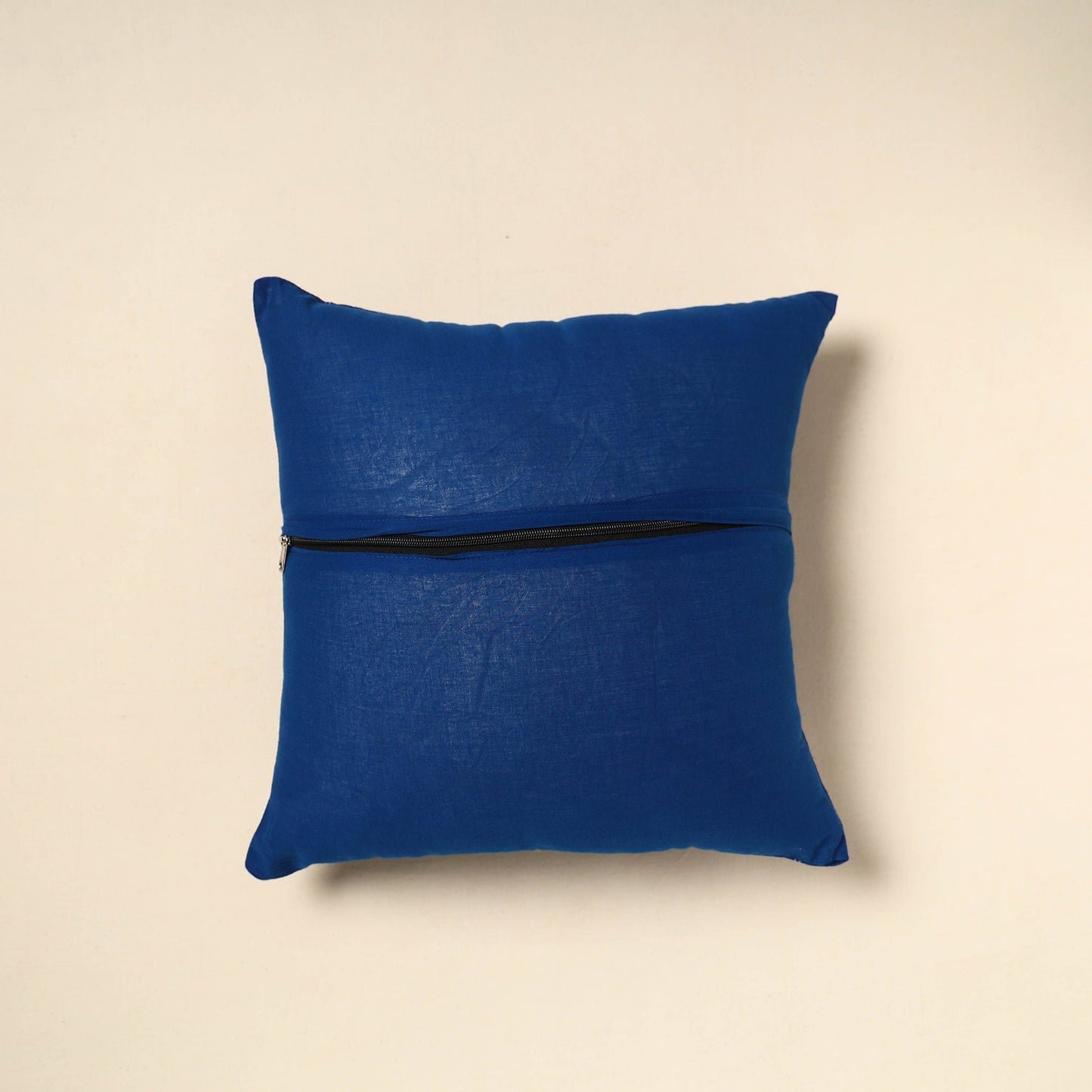 Blue Ajrakh Patch Ikat Cushion Cover