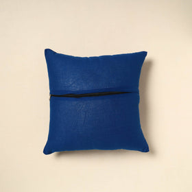 Blue Ajrakh Patch Ikat Cushion Cover