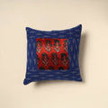 Blue Ajrakh Patch Ikat Cushion Cover