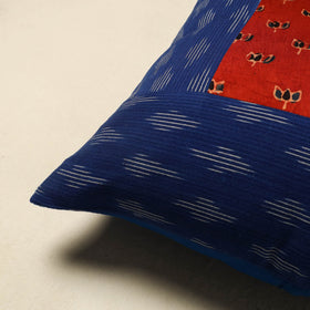 Buy Blue Ajrakh Patch Ikat Cushion Cover