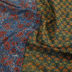  Ajrakh Patch Tukdi Kaam Cotton Double Bed Cover with Pillow Covers 