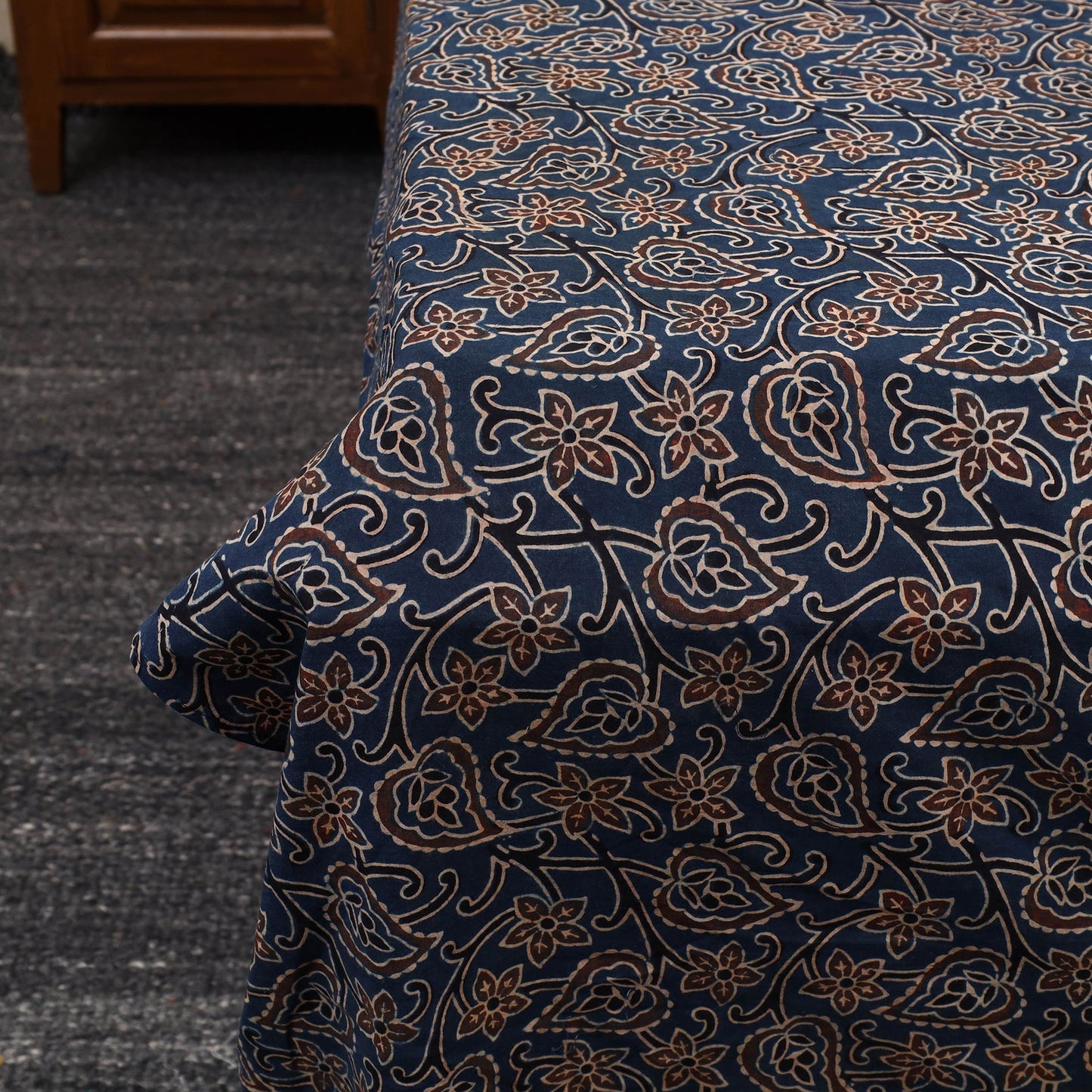 Blue - Patchwork Block Print Ajrakh Cotton Double Bed Sheet Set 05