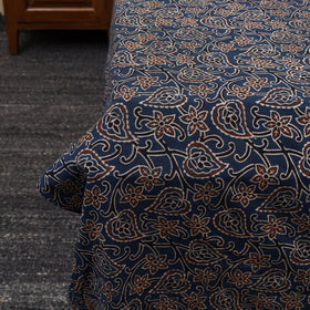 Blue - Patchwork Block Print Ajrakh Cotton Double Bed Sheet Set 05