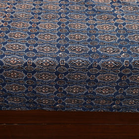 Blue - Patchwork Block Print Ajrakh Cotton Double Bed Sheet Set 01