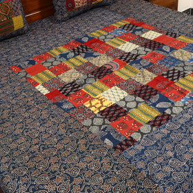 Blue - patchwork cotton double bed sheet set 03