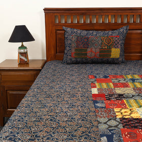 Blue - patchwork cotton double bed sheet set 03