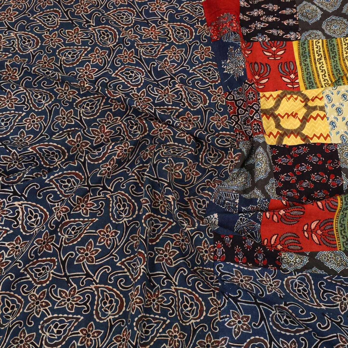 Blue - patchwork cotton double bed sheet set 03