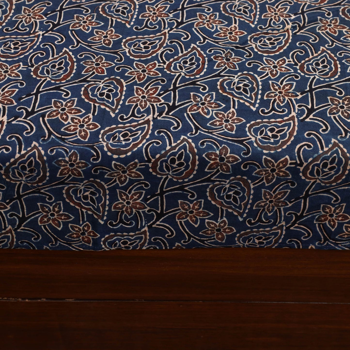 Blue - Patchwork Block Print Ajrakh Cotton Double Bed Sheet Set 05