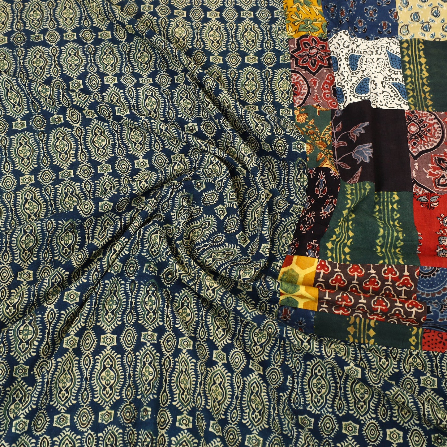 Blue - patchwork cotton double bed sheet set 06