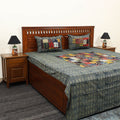 Blue - patchwork cotton double bed sheet set 06