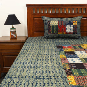 Blue - patchwork cotton double bed sheet set 06