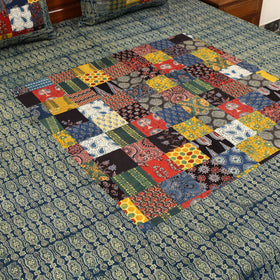 Blue - patchwork cotton double bed sheet set 06