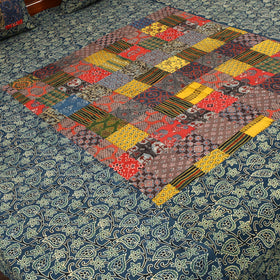  Blue Patchwork Cotton Double Ajrakh Bed Sheet Set 