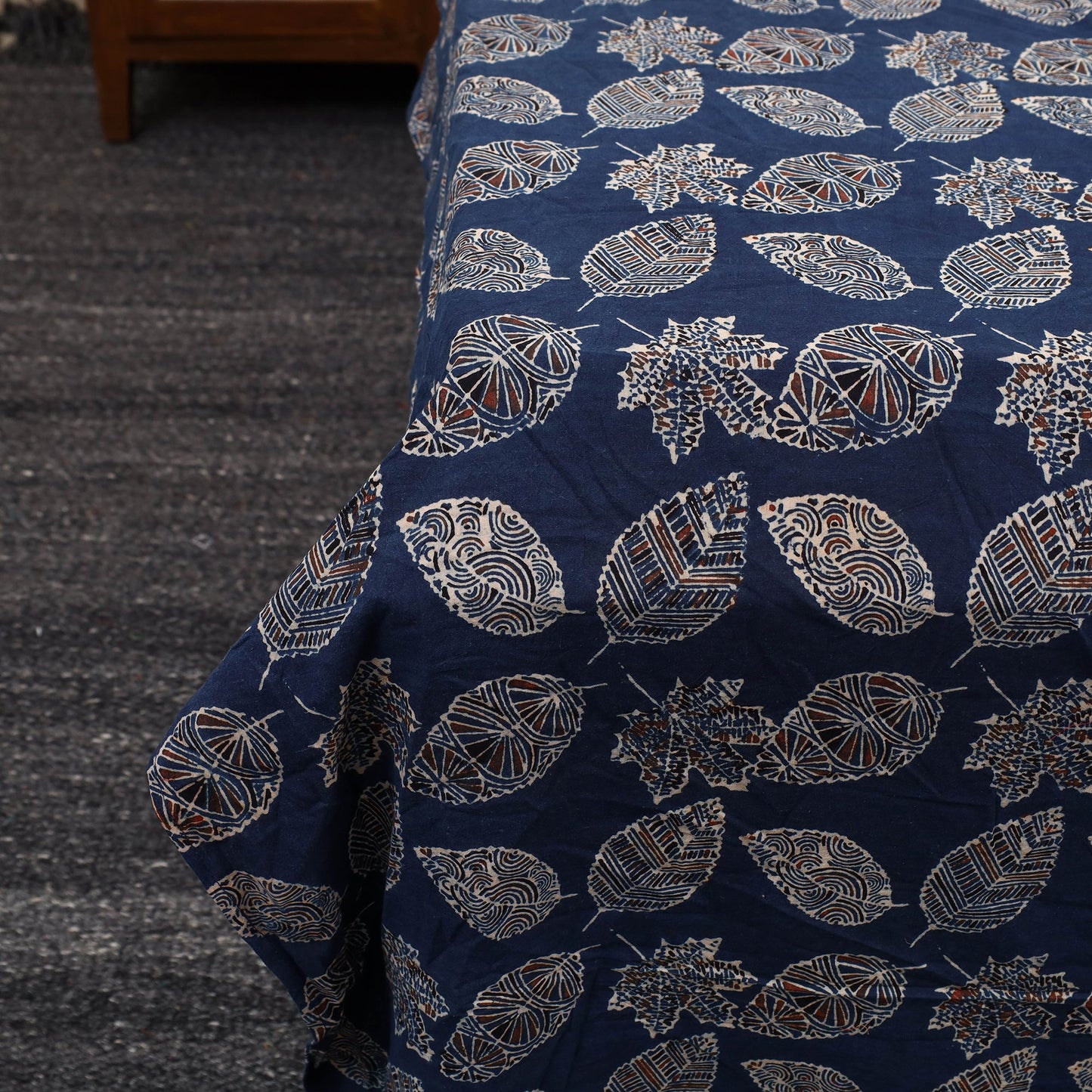 Blue Patchwork Ajrakh Cotton Double Bed Sheet Set