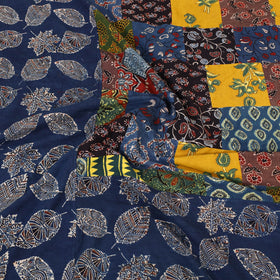 Blue Patchwork Ajrakh Cotton Double Bed Sheet Set