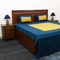 Buy Blue Patchwork Cotton Double Jacquard Bed Sheet Set