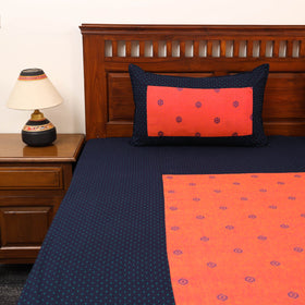 Blue - patchwork cotton double jacquard bedsheet set 14